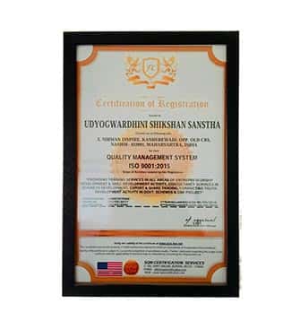 Certification of Registartion for Udyogwardhini Shikshan Sanstha