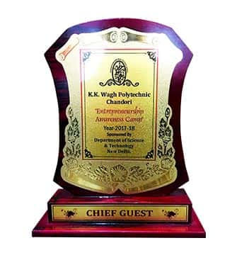 Appreciation Award From KK Wagh Polytechnic Chandori
